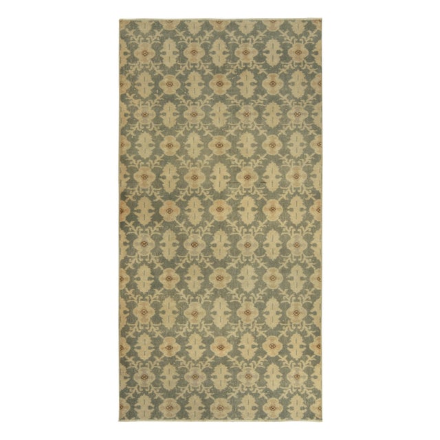 Textile 1960s Vintage Distressed Style Rug in Green-Gray, Beige-Brown Floral Pattern For Sale - Image 7 of 7