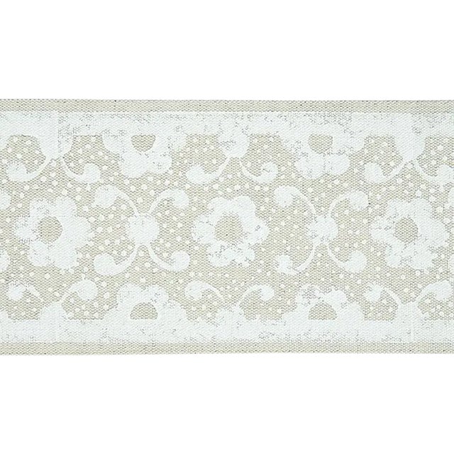 Schumacher Brinda Hand Blocked Tape in Ivory For Sale