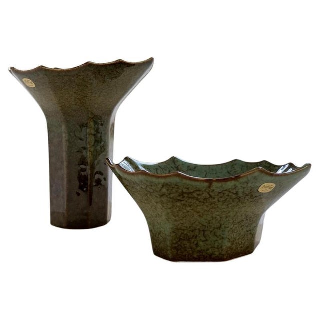 Mid-Century Ceramic Stoneware Bowl and Vase from Rörstrand Studio, Sweden, 1960s, Set of 2 For Sale - Image 14 of 14