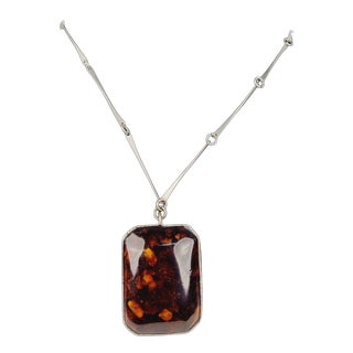 Vintage Baltic Amber Pendant Necklace, 1970s For Sale