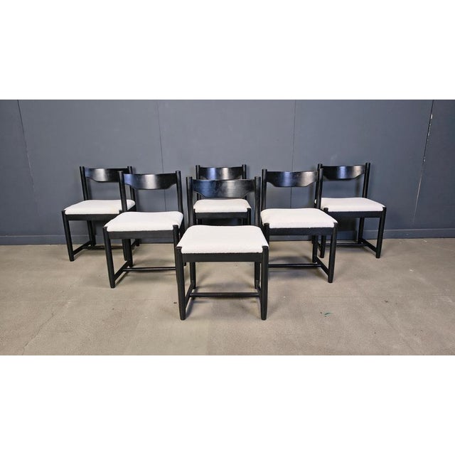 Vintage Black Wooden Dining Chairs, 1970s, Set of 6 For Sale - Image 12 of 15