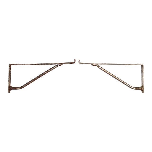 Pair of Vintage Petite Steel Brackets For Sale
