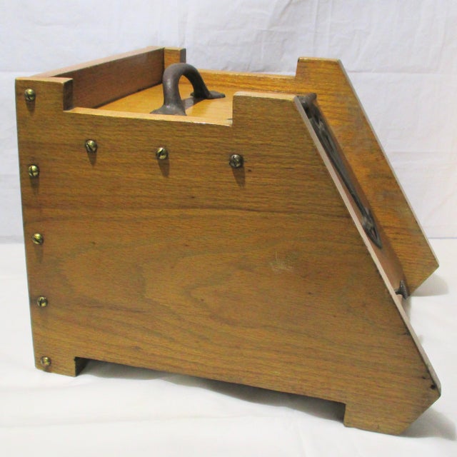 Arts & Crafts English Arts and Crafts Oak Coal Skuttle For Sale - Image 3 of 9
