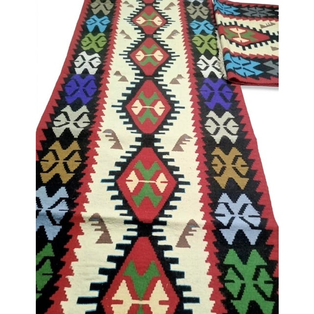 Mid-Century Modern Authentic Handwoven Anatolian Kilim Runner, Vintage For Sale - Image 3 of 7