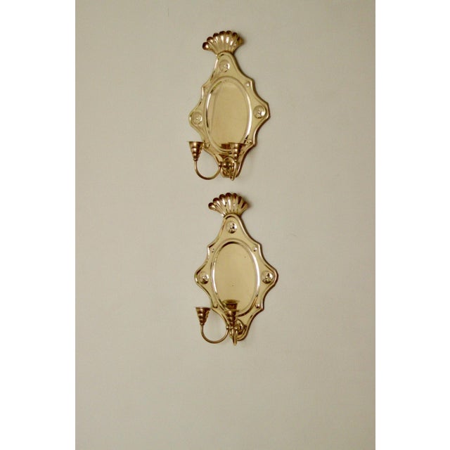 Large Mid-Century Modern Baroque Swedish Brass Sconces, Set of 2 For Sale - Image 9 of 9