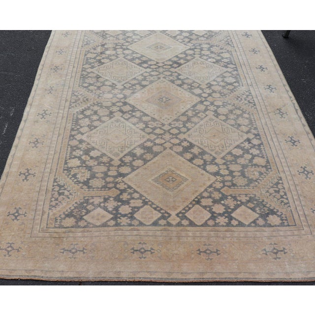 Antique Turkish Sivas Rug With Diamond Medallions and Allover Floral Field For Sale - Image 4 of 13