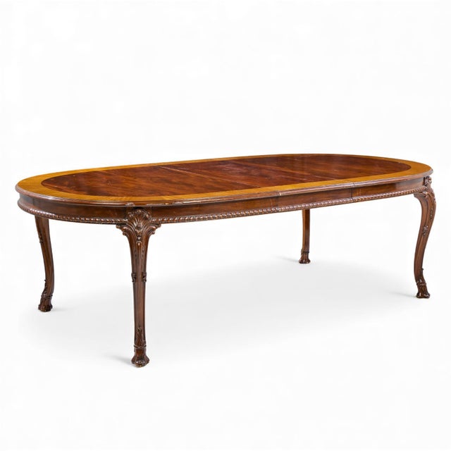 Karges Burl Walnut Georgian Style Expanding Dining Table With 2 Leaves For Sale - Image 9 of 13