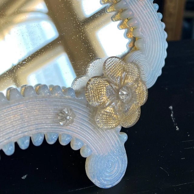 Vintage Venetian Murano Glass Frame Makeup Mirror, 1940s For Sale - Image 6 of 11