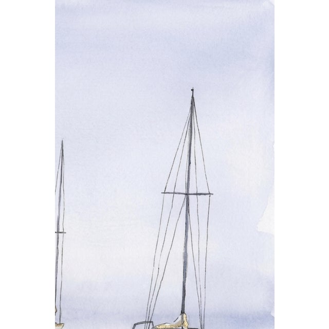 Blue Sailboat Wall Art, Minimalist Coastal Seascape Print, Soft Ocean Boat Art Print, 24″ × 36″ For Sale - Image 8 of 9