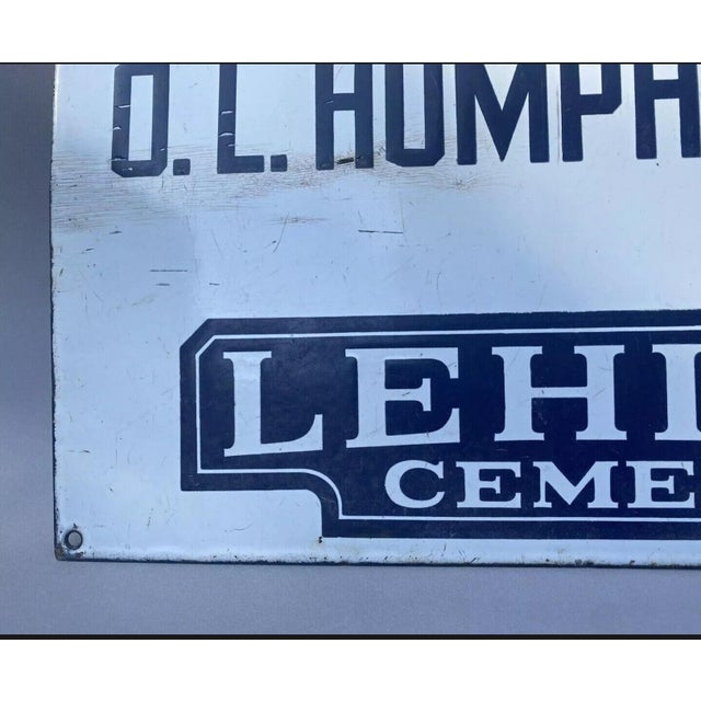 Vintage Porcelain Advertising Sign Lehigh Cement Humphrey Co. For Sale - Image 4 of 8