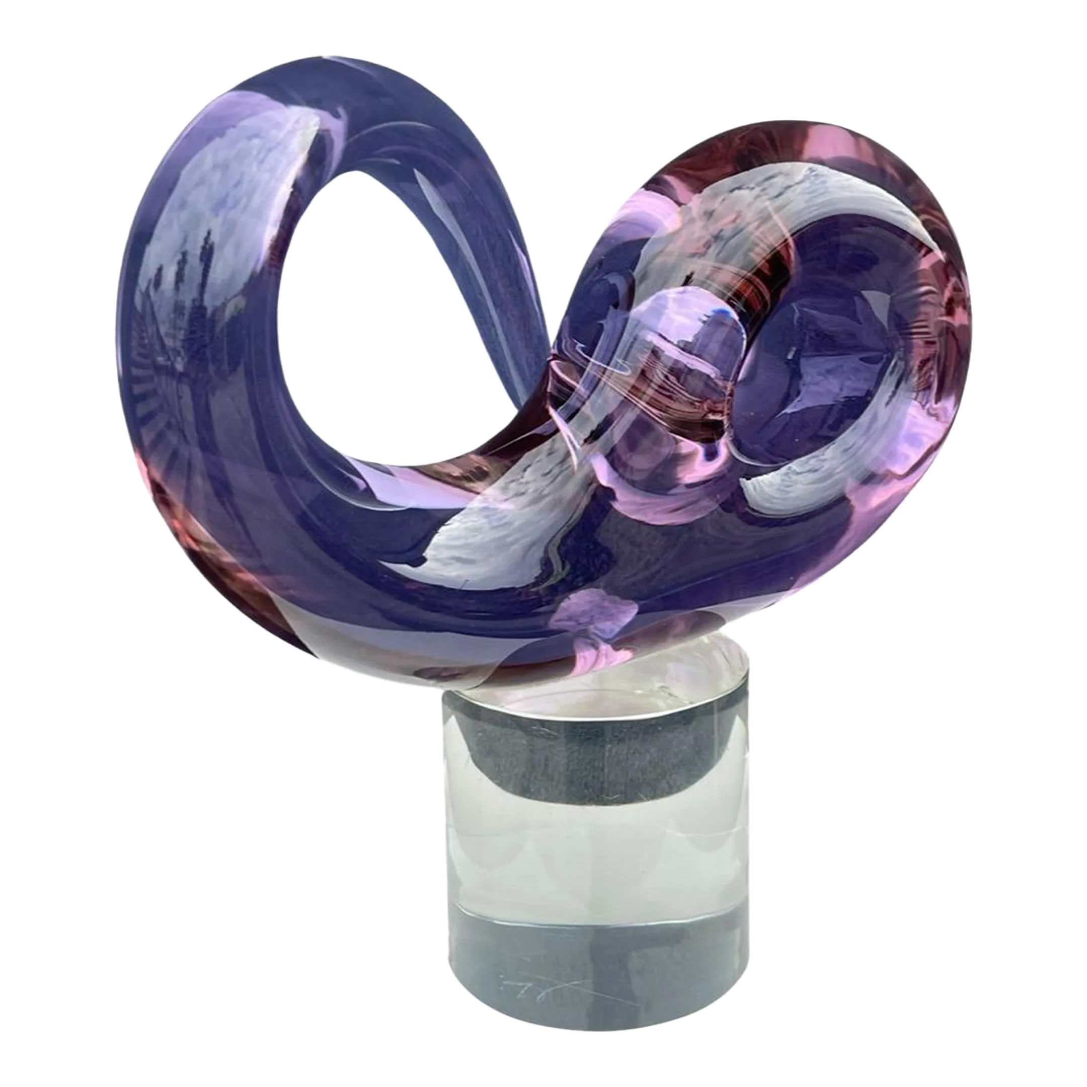 Livio Seguso Loop Shaped Glass Abstract Sculpture Italian 1973