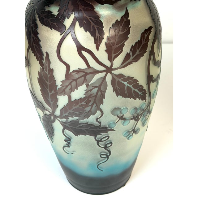 Pair of Stunning French Cameo Glass Vases in the Style of Gallé For Sale - Image 14 of 14