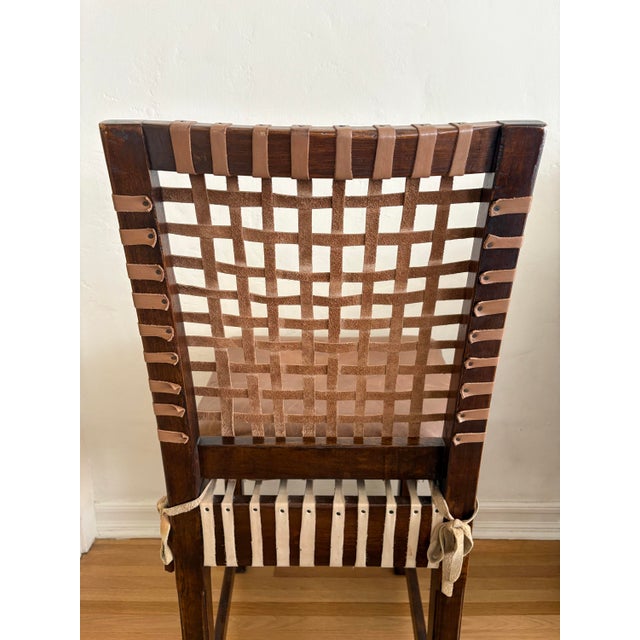 Vintage Woven Leather and Wood Counter Stool For Sale - Image 15 of 16