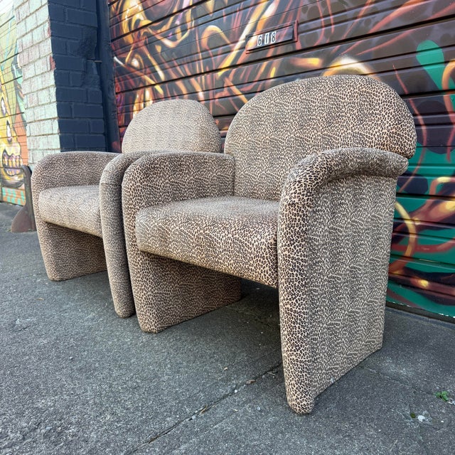 Pair of 1980s Cheetah Print Accent Club Chairs For Sale - Image 4 of 12