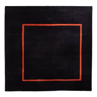 Wool Frame Rug in Black/Orange from JAB Anstoetz For Sale