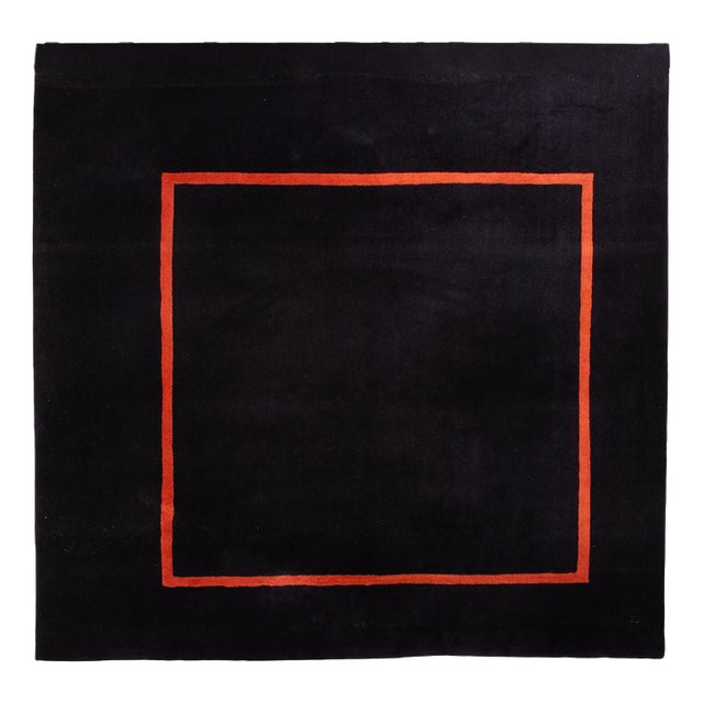 Wool Frame Rug in Black/Orange from JAB Anstoetz For Sale