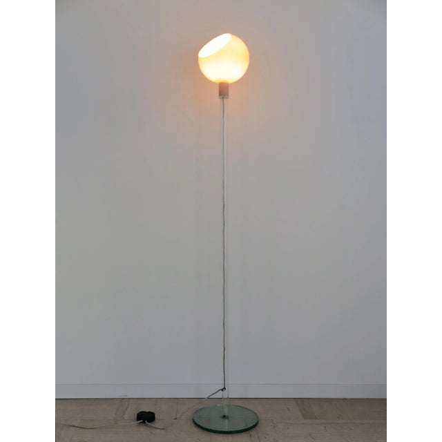 Italian lamp model word designed by Gae Aulenti and Piero Castiglioni for Fontana Arte with opal glass diffuser, stem and...