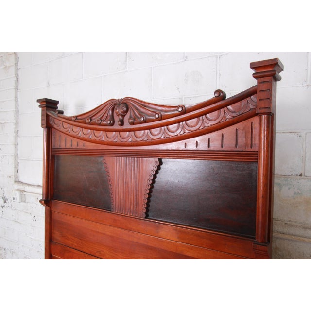 Antique Victorian Carved Walnut and Rosewood Full Size Bed Frame, Circa 1870 Chairish