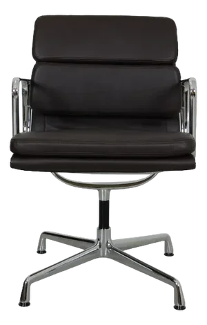 Vintage EA-208 Chair in Dark Brown Leather by Charles Eames, 2000s