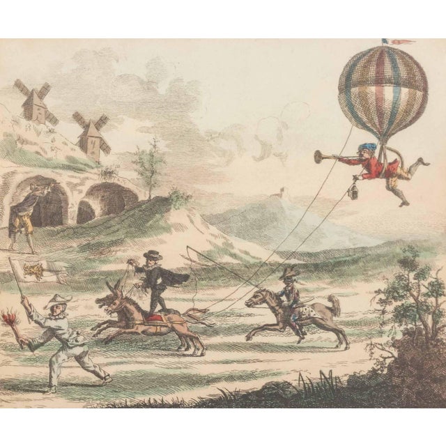 French Ballooning Hand-Colored Etchings, 3 For Sale - Image 10 of 17
