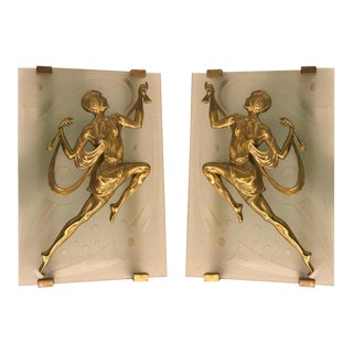 French Art Deco Female Dancer Sconces - a Pair For Sale