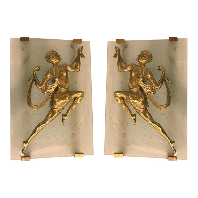 French Art Deco Female Dancer Sconces - a Pair For Sale