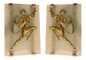 French Art Deco Female Dancer Sconces - a Pair