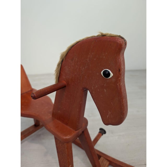 Vintage Wooden Rocking Horse, 1963 For Sale - Image 3 of 15