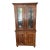 Antique-Style Pine Step-Back Hutch With Wavy Seedy Glass Doors For Sale