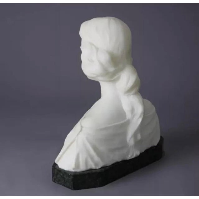 Victorian Antique Alabaster Sculpture Bust Statue of a Woman 19th Century For Sale - Image 3 of 12