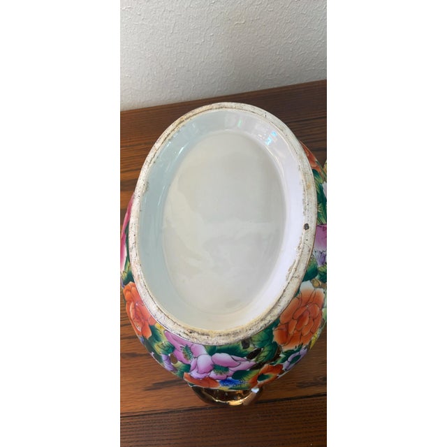 Vintage Millefleur Porcelain Tureen, Neoclassical-Greek Key For Sale - Image 4 of 7