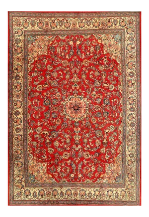 Red Persian Hand Knotted Fine Mahal 10'1'' X 13'9''
