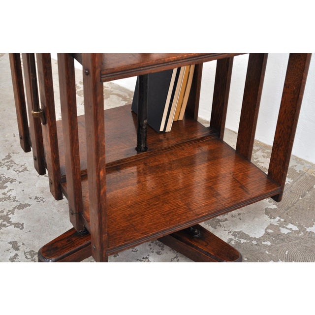 Antique Revolving Bookcase in Oak with Top, 1900s For Sale - Image 16 of 17