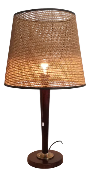 Mid-Century Modern Mahogany Lamp, 1980s