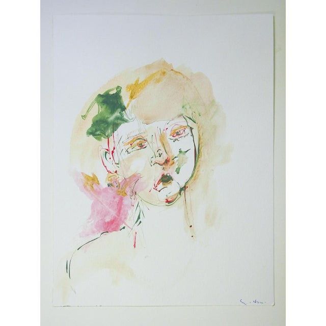 Abstract 1998 Surreal Portrait Woman and Bird Painting For Sale - Image 3 of 3