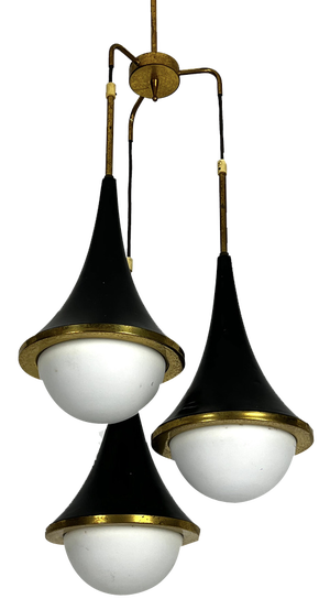 Mis-Century Stilnovo Pendant with Three Lights from Sciolari, Italy, 1950s