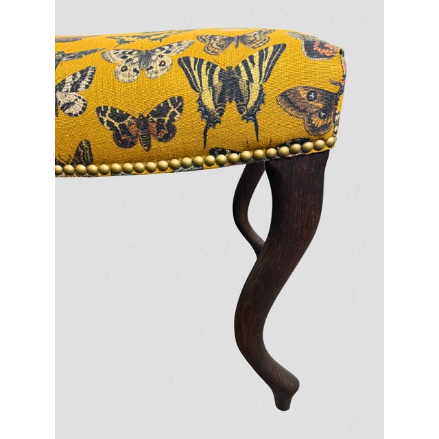 2020s Lee Industries Ottoman Lady Goldenrod Fabric Nailheads For Sale - Image 5 of 11