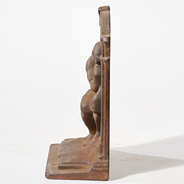 Art Deco Vintage Cast Iron Bookend - The Thinker For Sale - Image 3 of 4