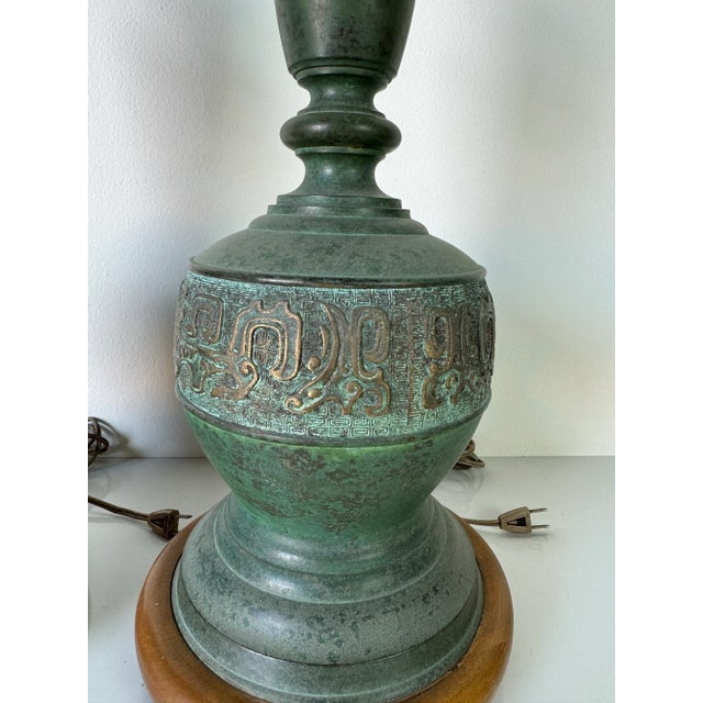 James Mont Style Brass Chinoiserie Table Lamps - A Pair/Sold For Sale - Image 4 of 12