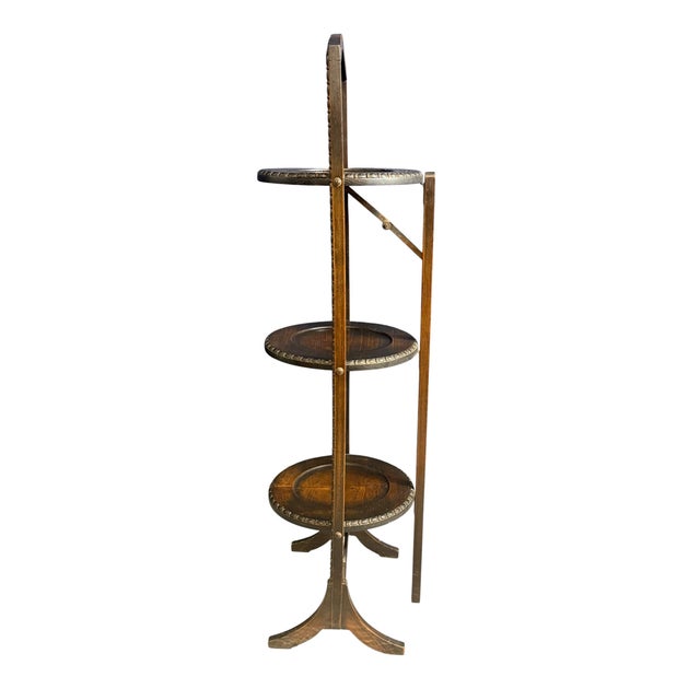 Wood Antique Three-Tier Folding Cake Stand, 1900 For Sale - Image 7 of 11