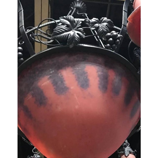 French Art Deco Red and Blue Chandelier For Sale - Image 4 of 6