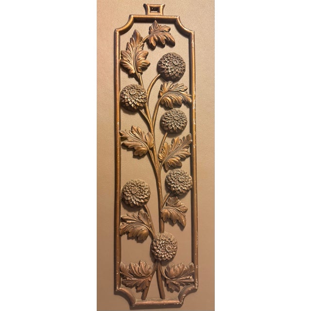 Mid 20th Century Mid 20th Century Set of Four 20" Hollywood Regency Gilt Botanical Wall Plaques by Sexton For Sale - Image 5 of 12