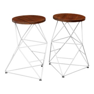 Vintage Handcrafted Artisan Bar Stools, Pair For Sale