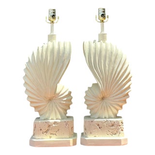 Vintage Plaster Shell Form Table Lamps - Pair For Sale