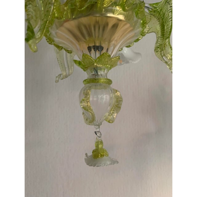 Floral Green Leaves and Milky "Calle" Chandelier For Sale - Image 6 of 11
