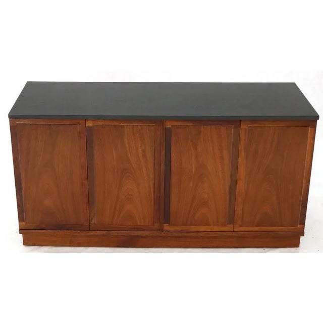 Brown Mid-Century Modern Slate Top Petit Oiled Walnut Credenza For Sale - Image 8 of 13