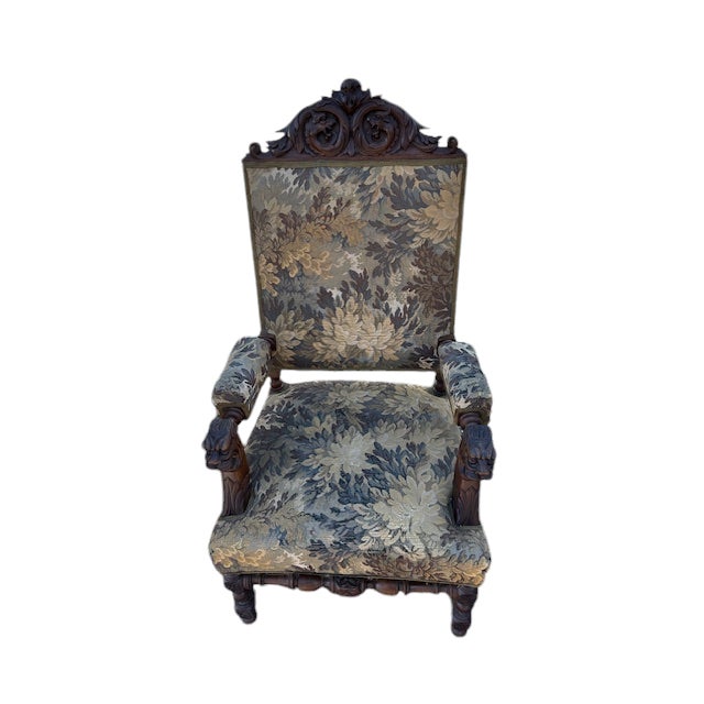 19th Century Pair of Walnut French Carved Arm Chairs For Sale - Image 9 of 12