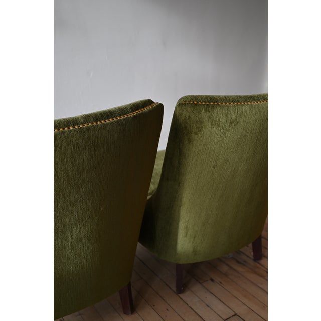 Emerald Green Slipper Chairs, a Pair For Sale - Image 10 of 12