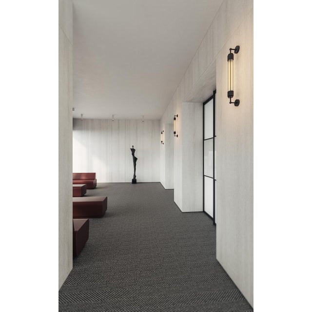 Wall light, double mounted in brass with custom ribbed glass and frosted glass diffuser. Dimensions: width 115mm - height...