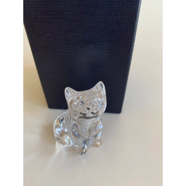 Val St Lambert Crystal Kitten Figurine With Original Val St Lambert Box For Sale - Image 12 of 12